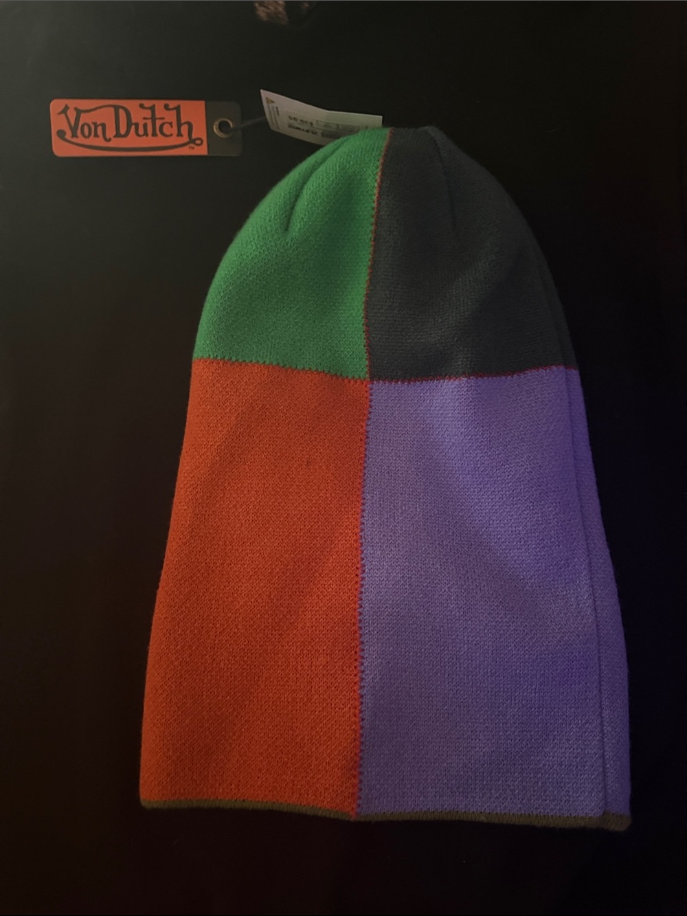 Von Dutch Green, Orange & Lavender Patchwork Balaclava - Picture 2 of 3